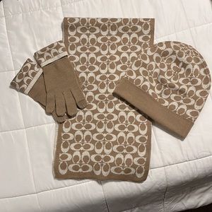 Coach women’s scarf, hat and gloves.